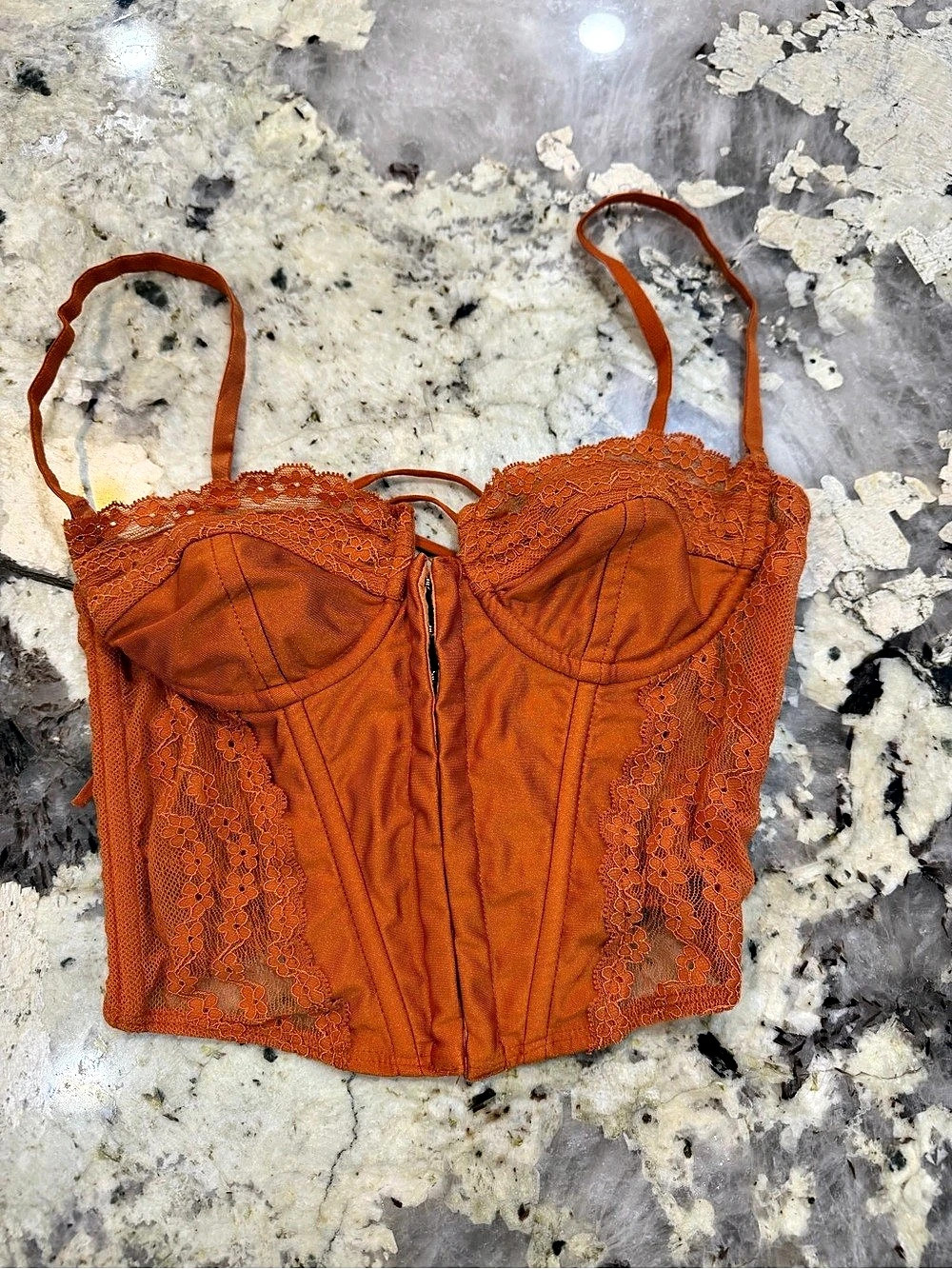 Edikted Lace Bustier Corset Top in Orange